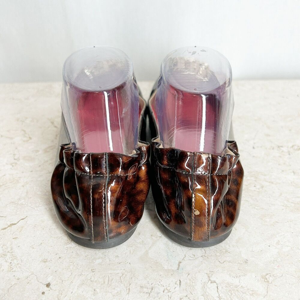 Lilly Pulitzer Logo Ballet Flats 8.5 Shoes Brown Shiny Leather Tortoise Pattern - Picture 6 of 10